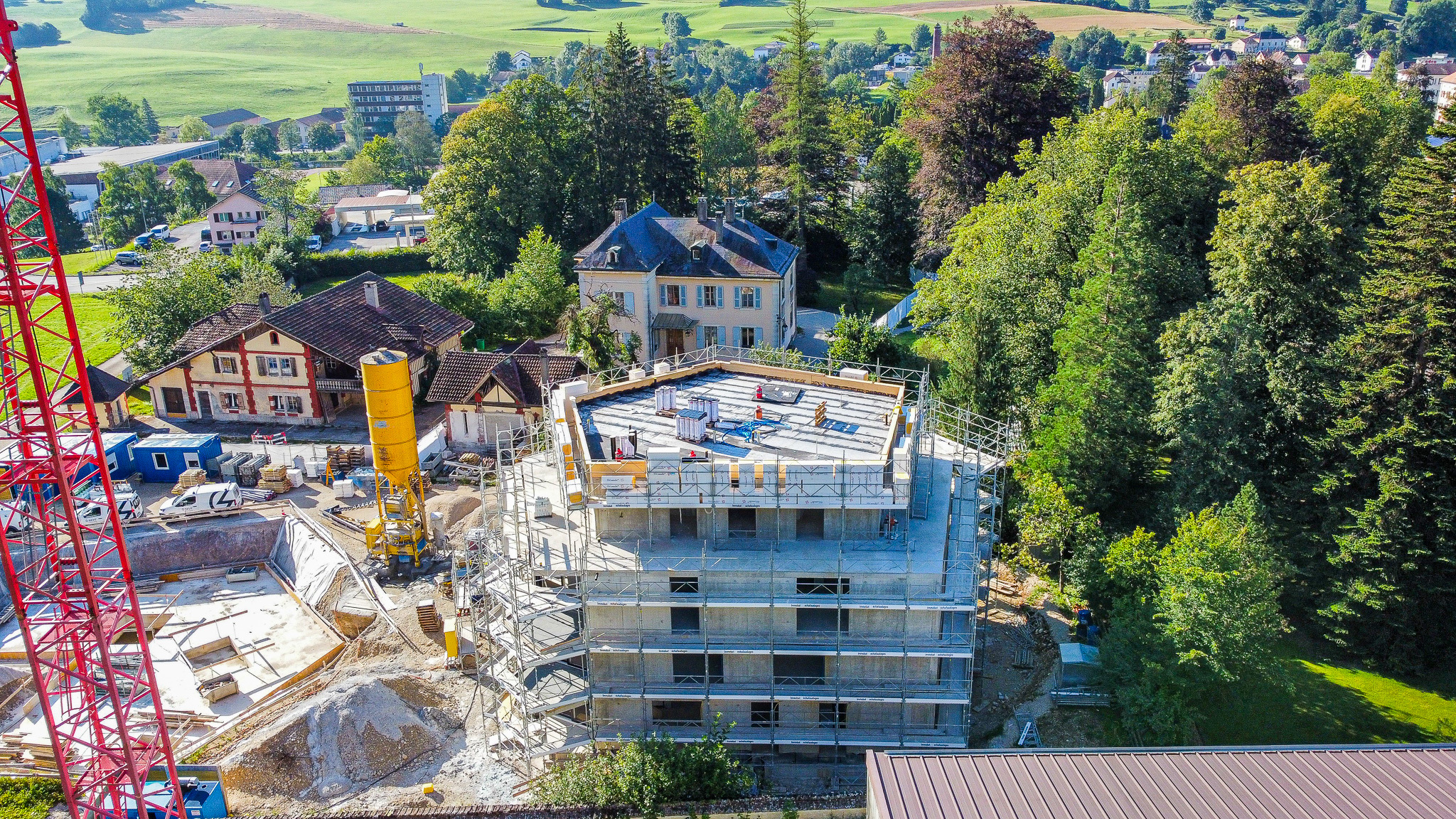 Vue aérienne sur le bâtiment