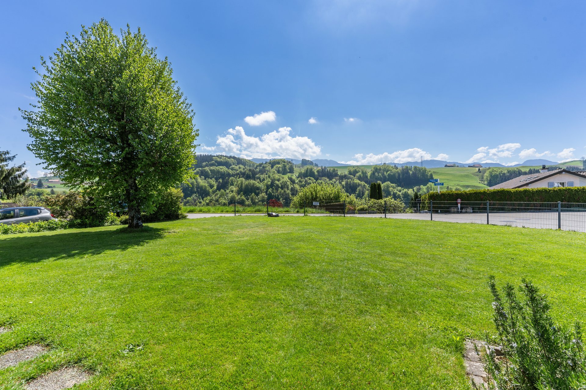 Spacious garden with views over the surrounding countryside