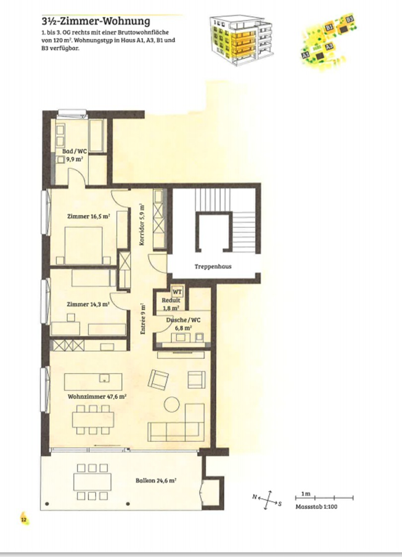 WHG 420_Haus B1_2. OG, direkt unter Attika WHG 420_Haus B1_2. OG, direkt unter Attika