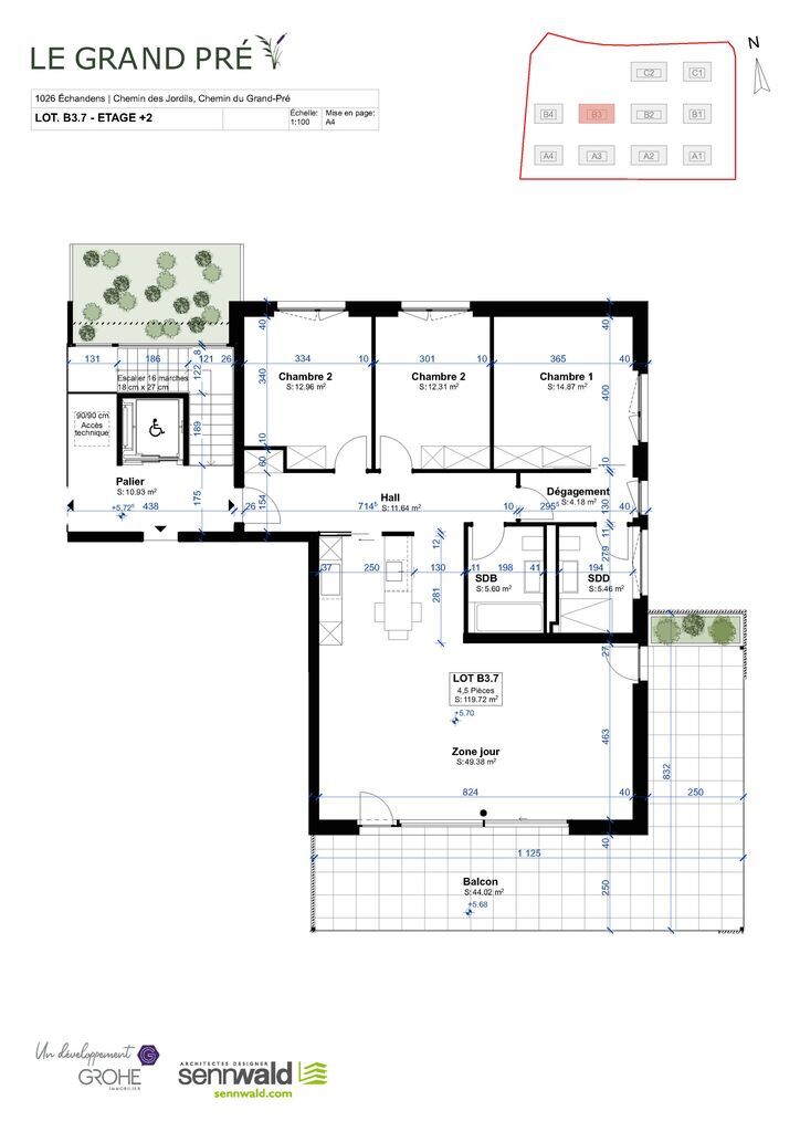 Plan appartement lot B3.7 