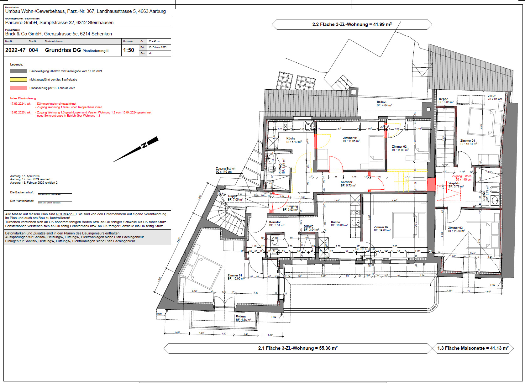 Grundriss Dachgeschoss realisiert