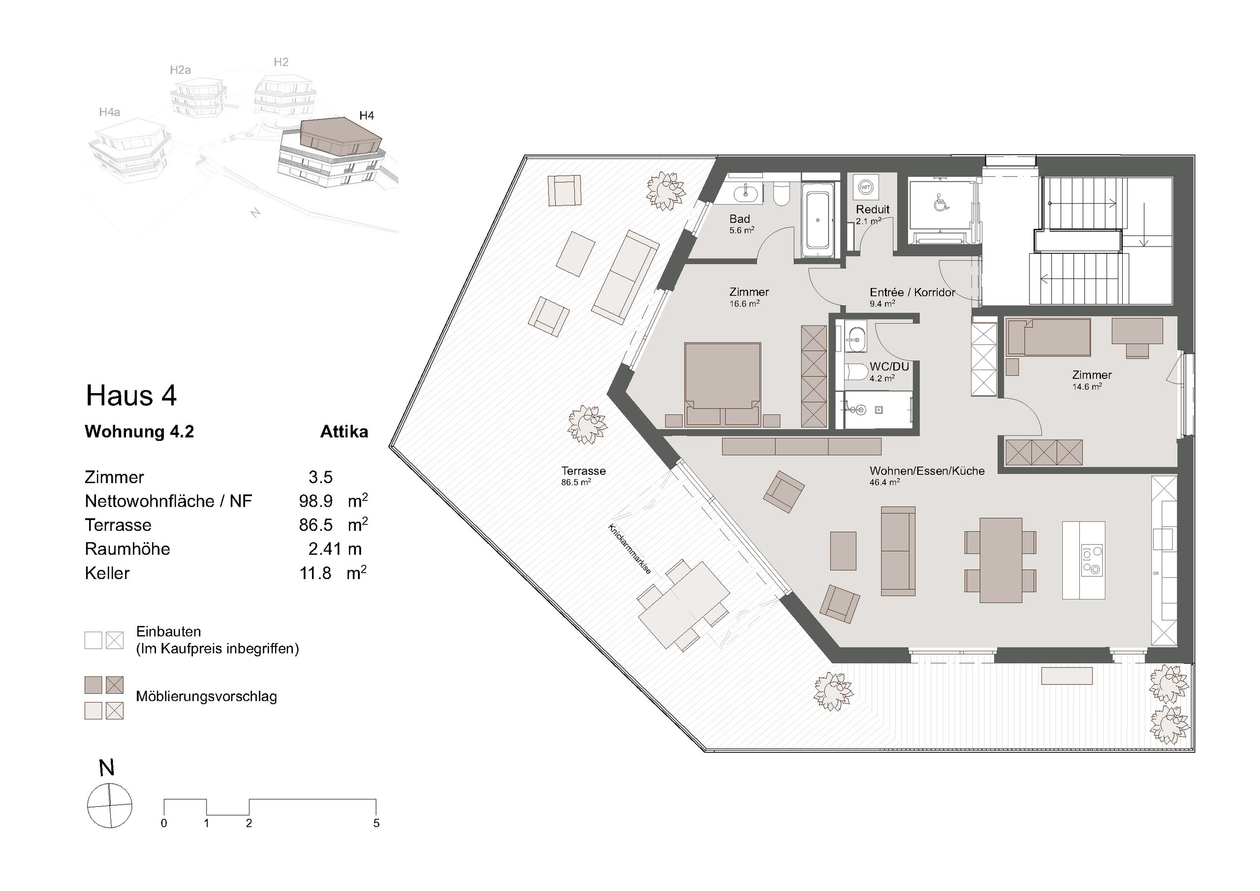 Grundriss Attikawohnung 4.2