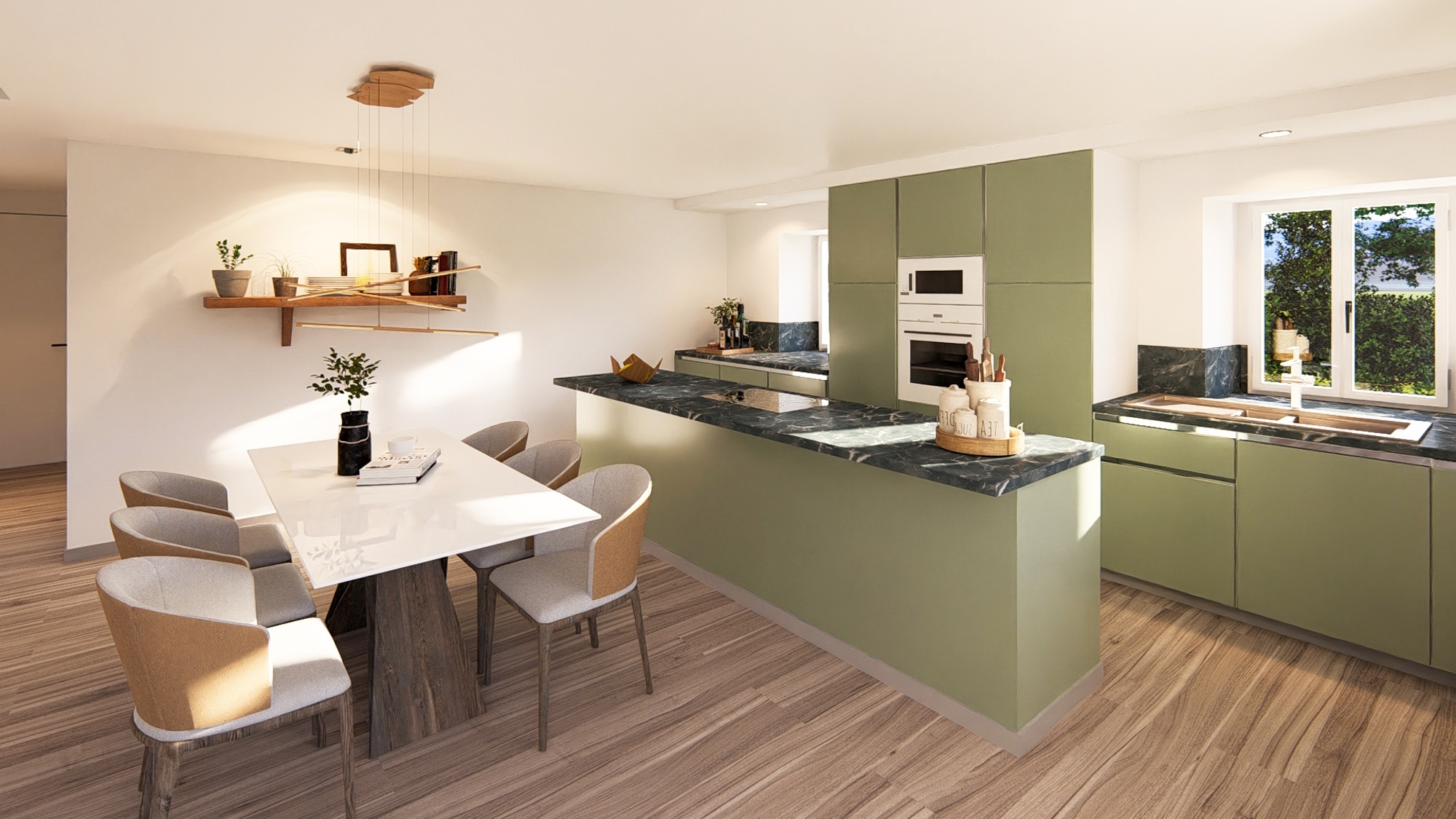 Projet immobilier à Villarimboud avec 2 maisons Domespace à vendre : la cuisine ouverte.