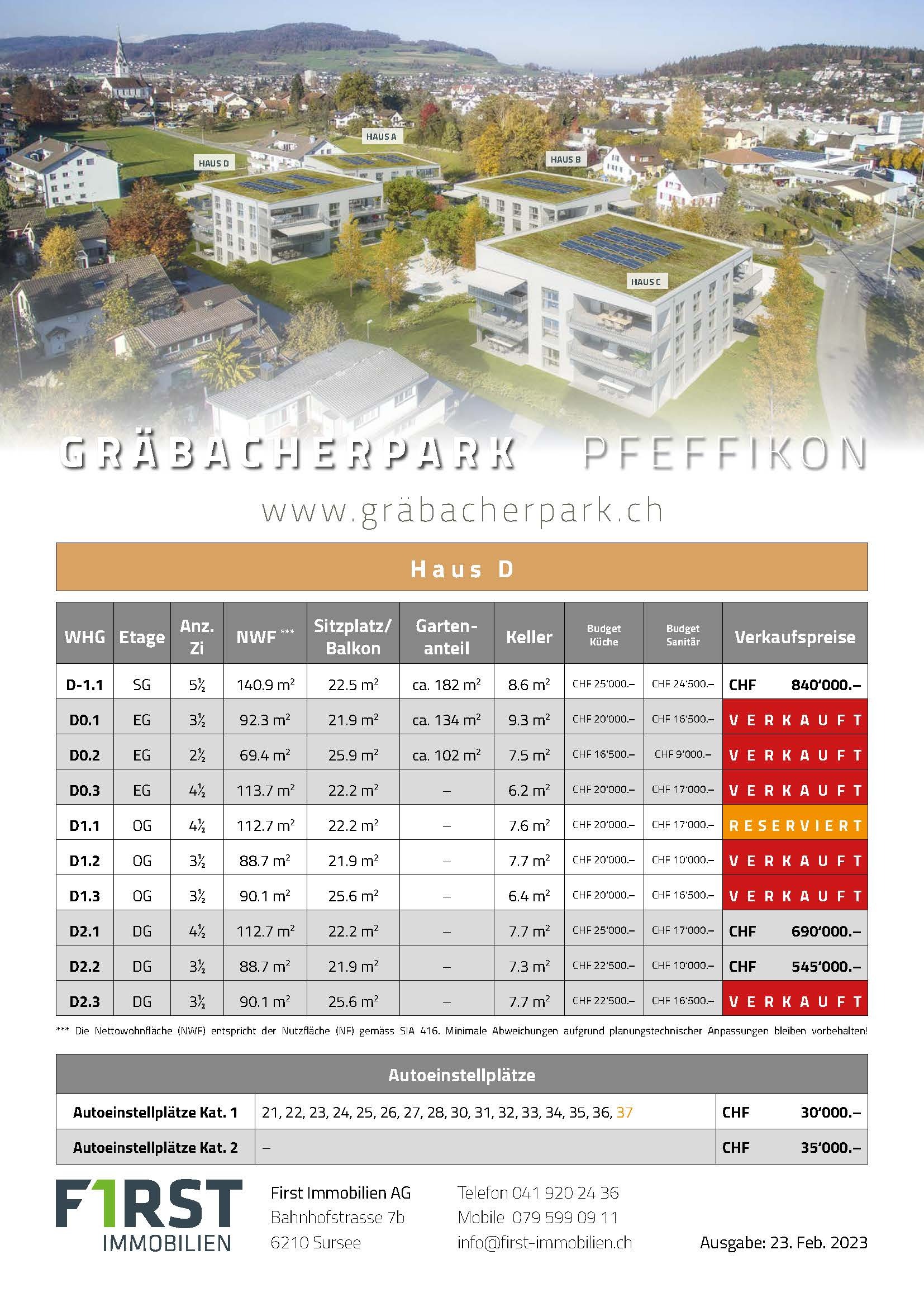 Preisliste Haus D