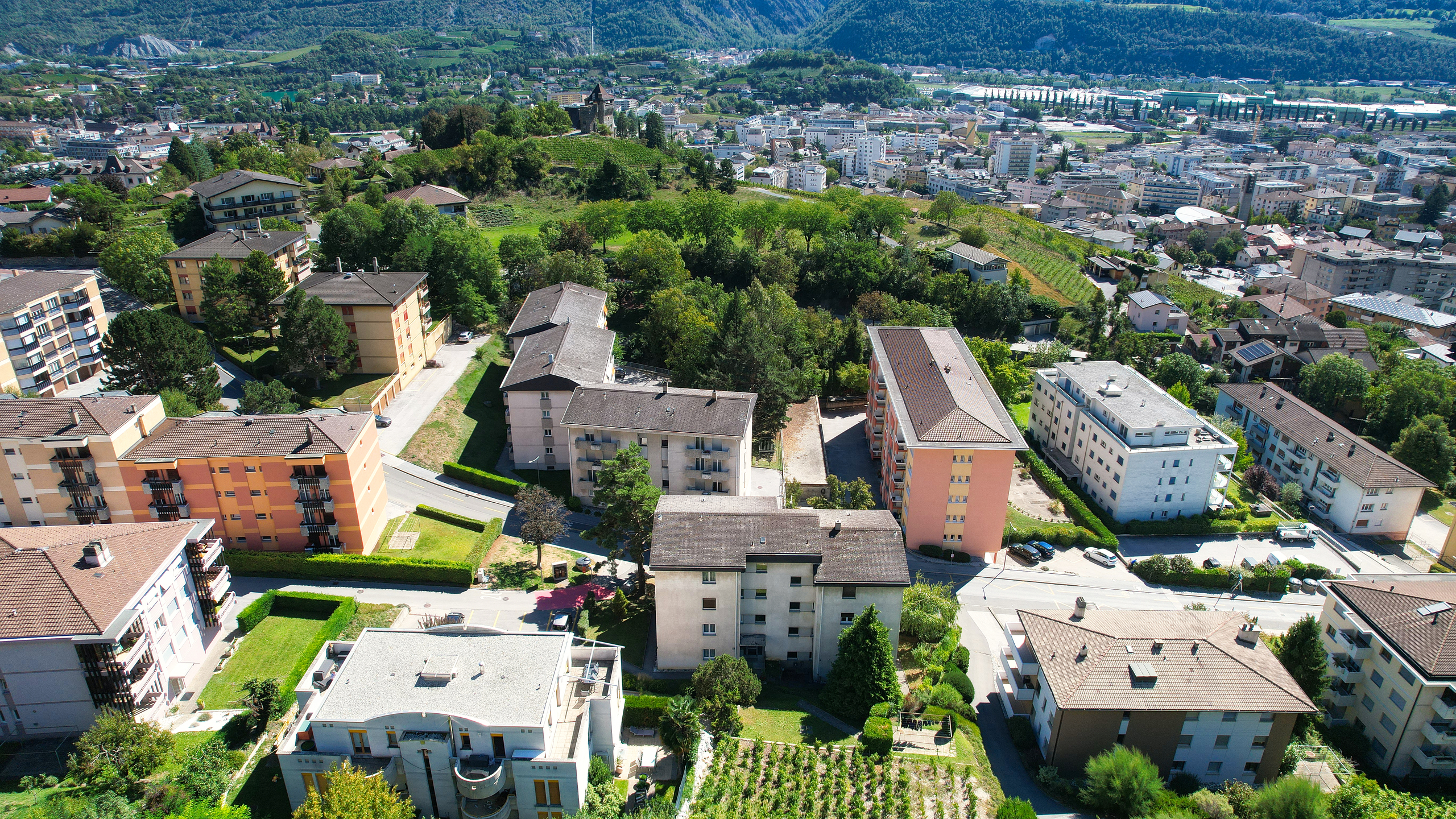 Appartement Sierre - Vue drone Nord Appartement Sierre - Vue drone Nord