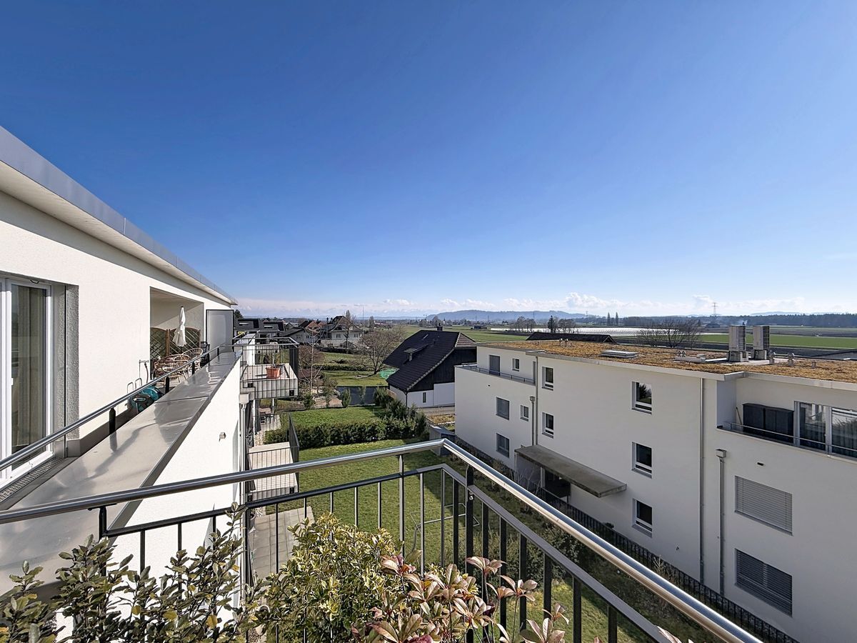 Vue dégagée depuis la terrasse de l'appartement.