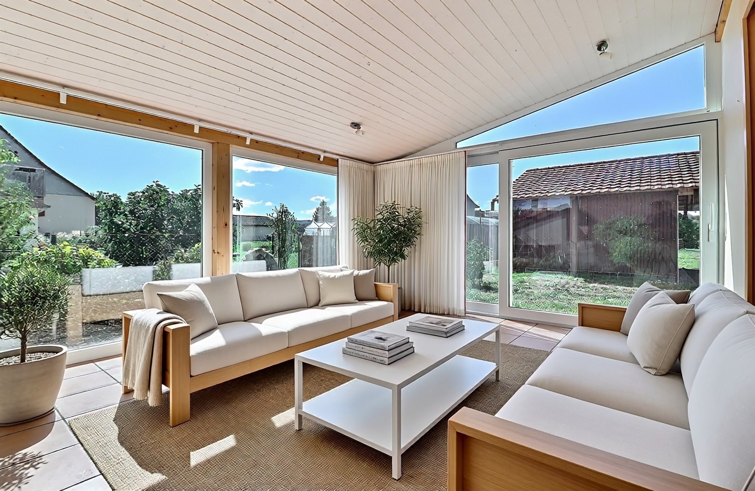 Véranda-appartement du rez-de-chaussée (simulation d'ameublement) Véranda-appartement du rez-de-chaussée (simulation d'ameublement)