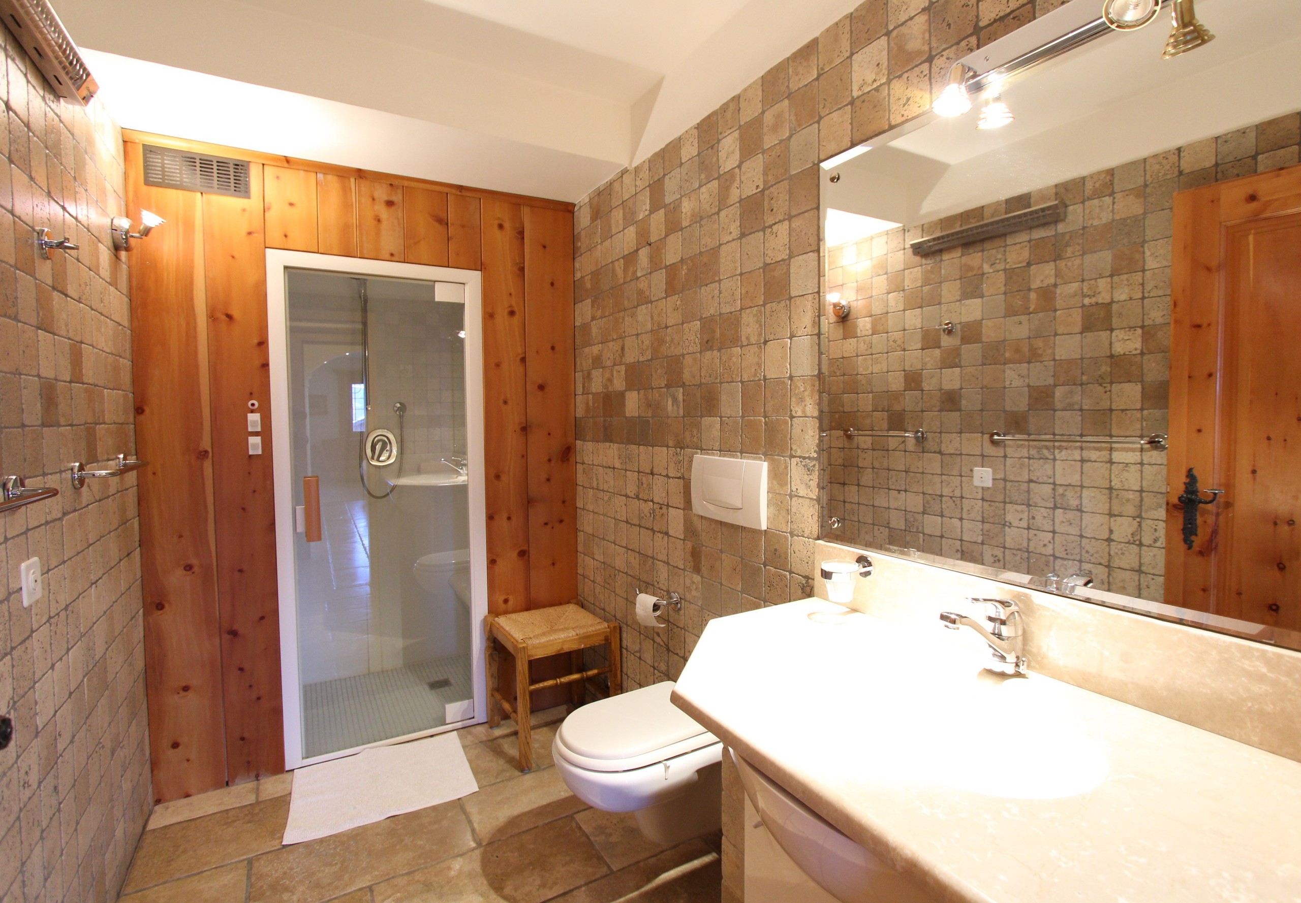 Rez-de-chaussée / Salle d'eau avec hammam, lavabo et WC