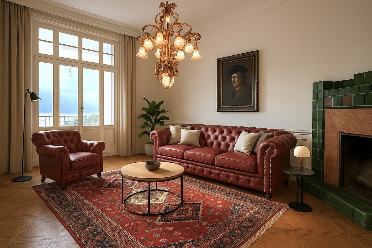 Le salon et sa cheminée Art-Déco Le salon et sa cheminée Art-Déco