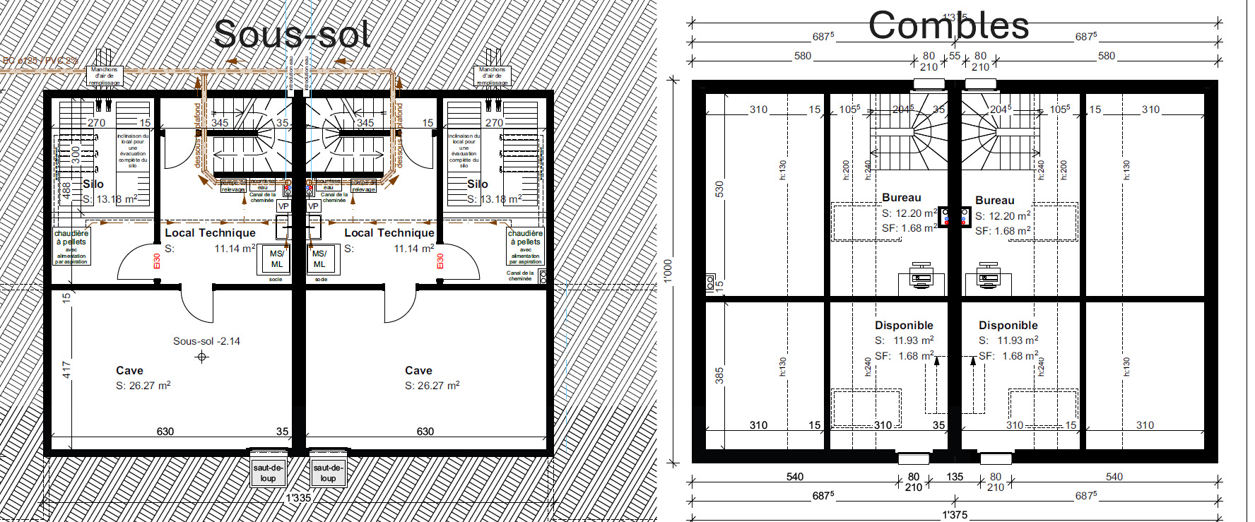 Le Sentier | Immosol | Plan sous-sol et combles