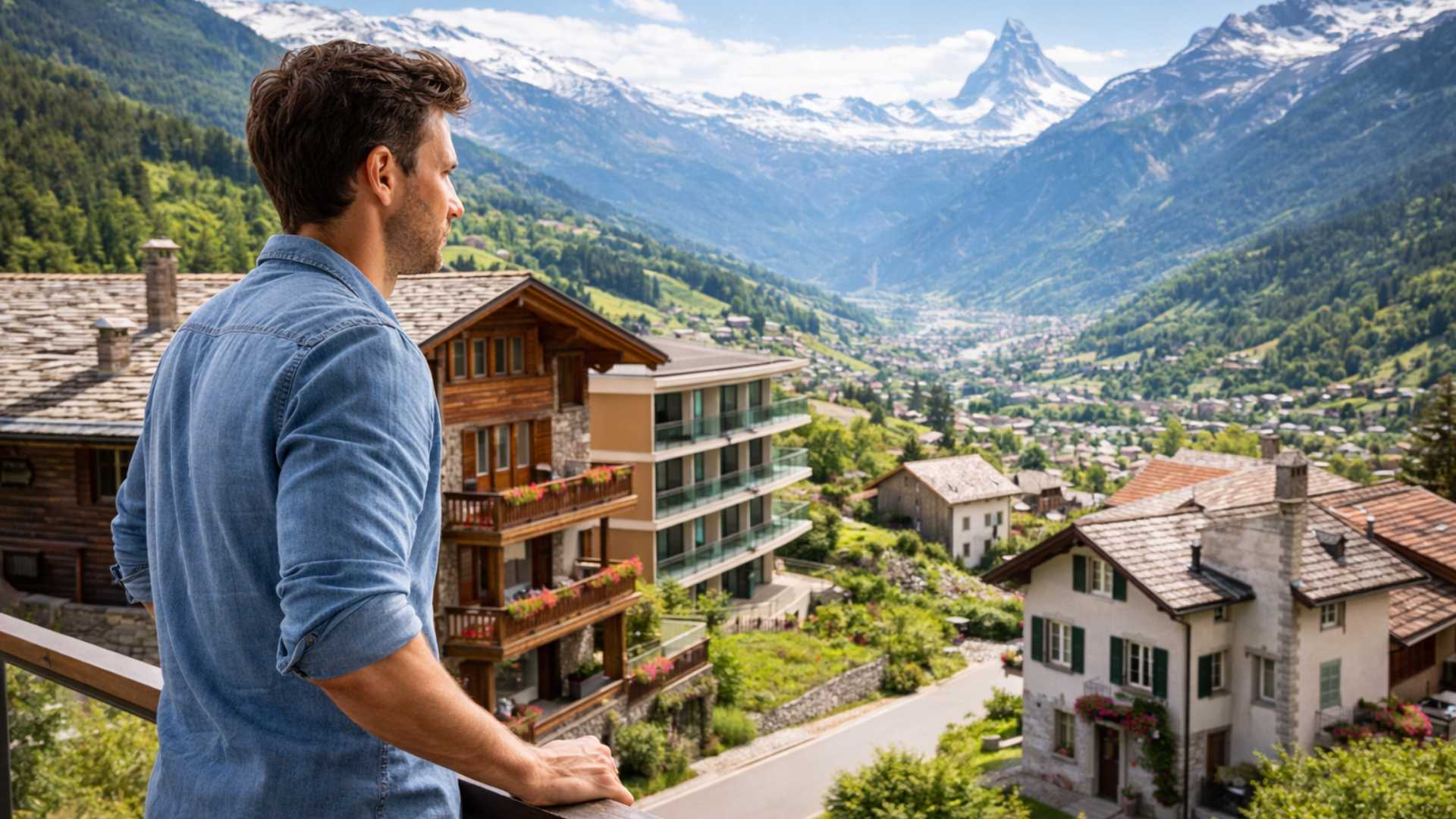 Vista ispiratrice sul Vallese: trova la tua futura casa tra villaggio alpino e montagne maestose