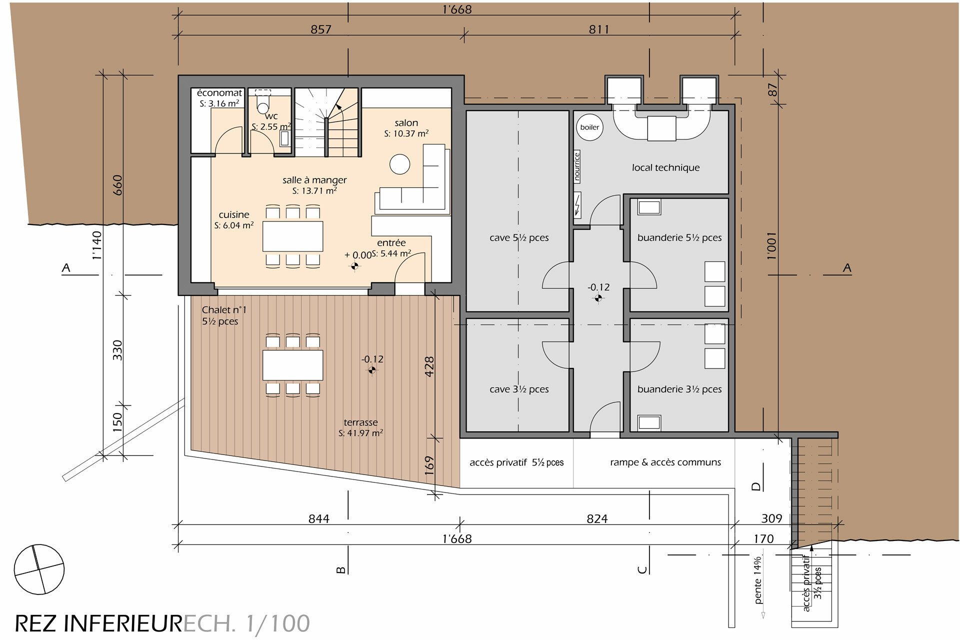 Plan du rez inférieur Plan du rez inférieur