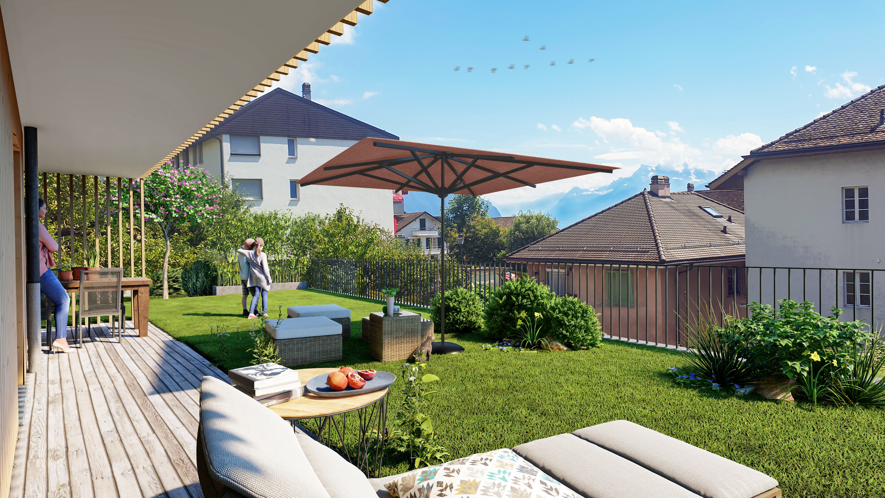 Appartement neuf à vendre à St-Légier : une terrasse.