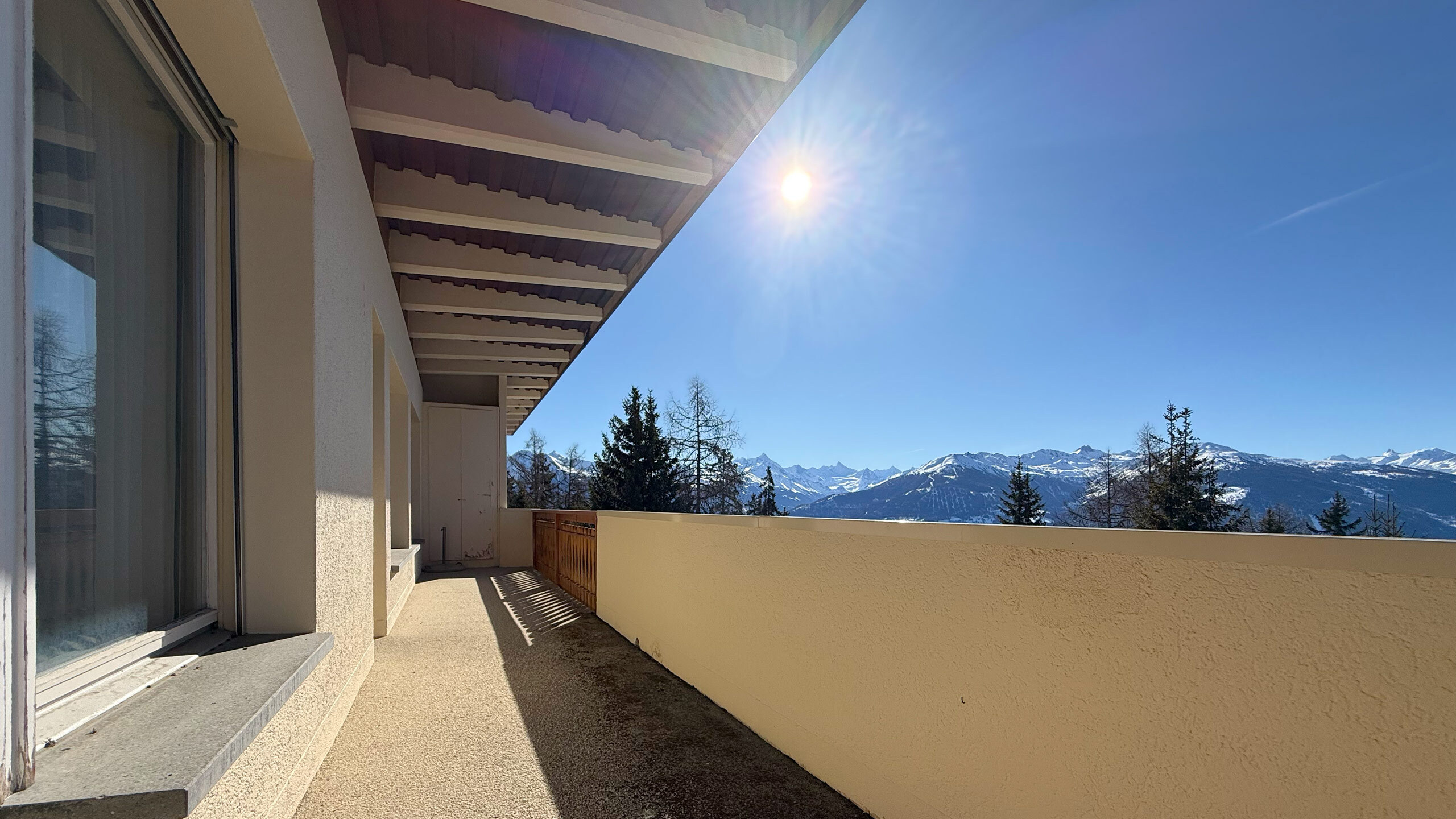 Balcony accessible from living room and master bedroom