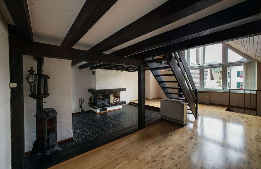 Wohnzimmer mit Cheminée