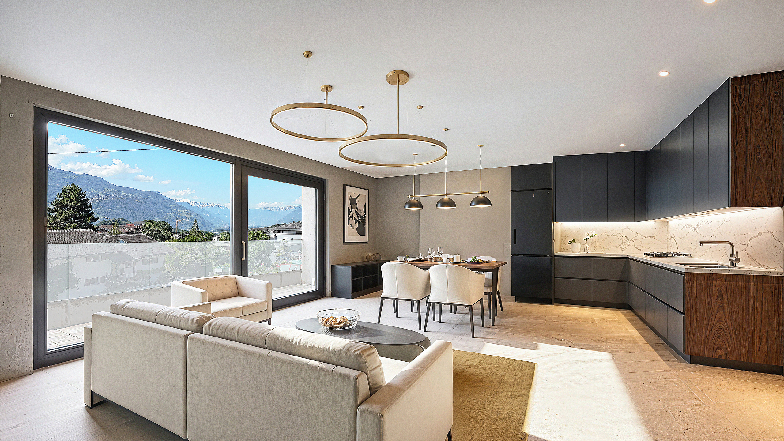 3D séjour et cuisine