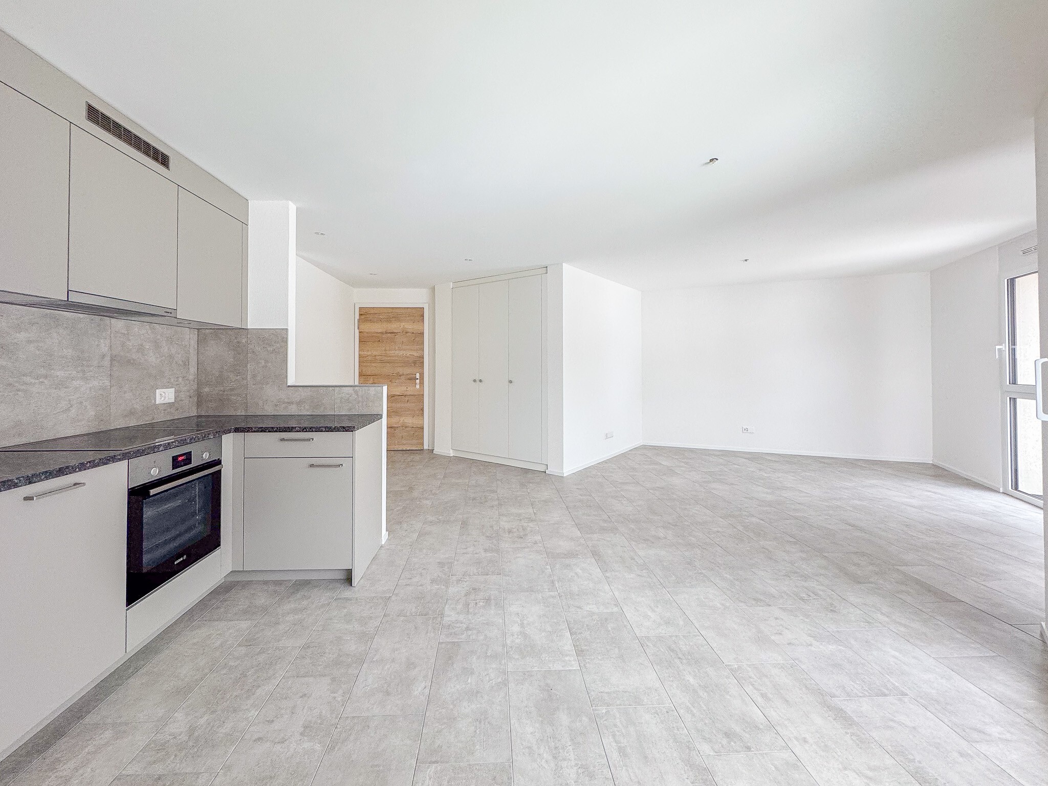 Exemple d'agencement intérieur cuisine et séjour (bâtiment A - 3.5 pièces)