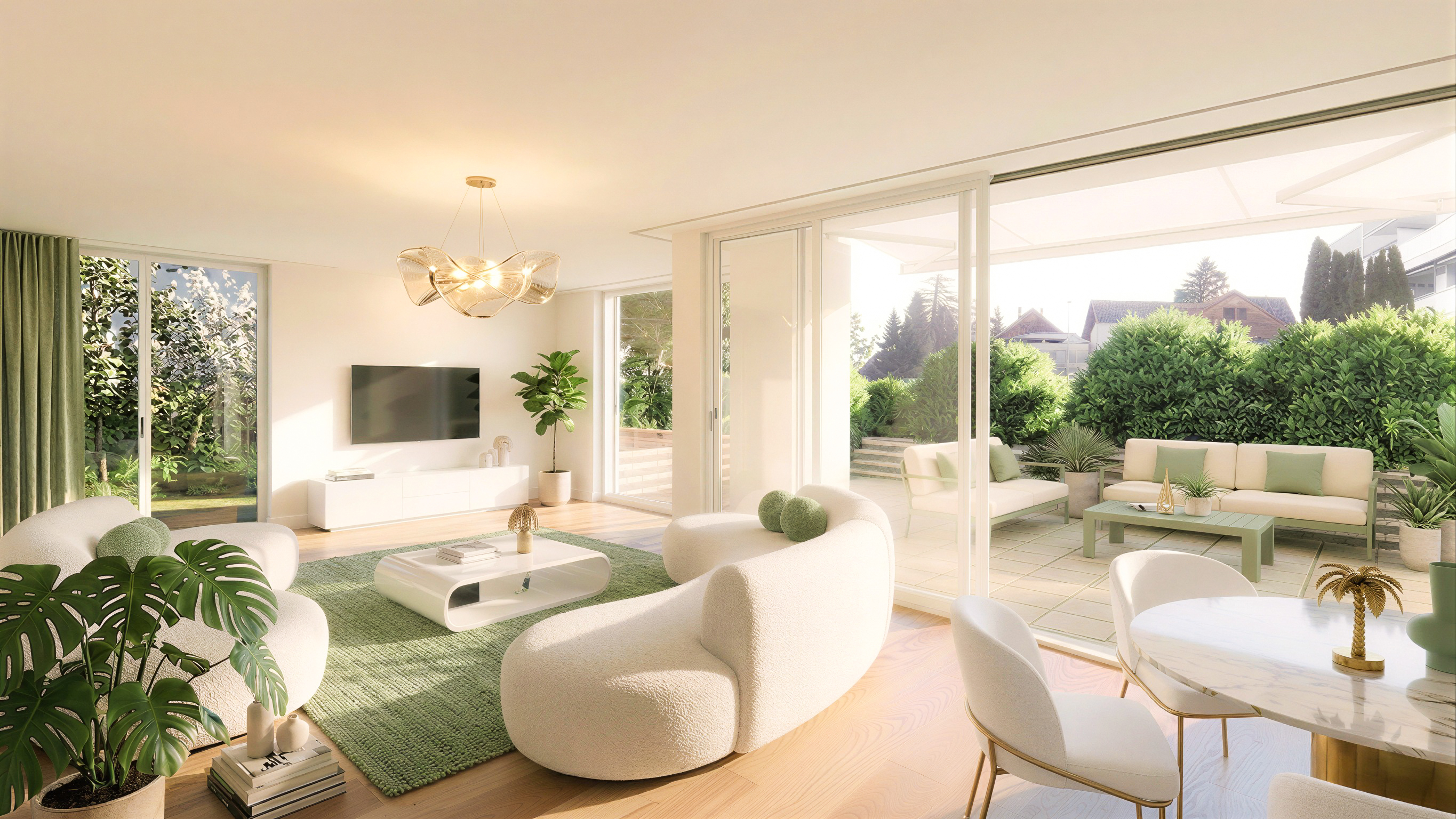 Appartements neufs à vendre à Siviriez : salon.