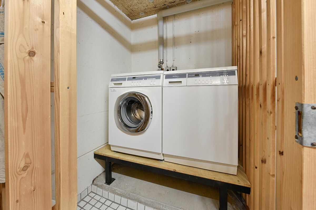 Jede Wohnung besitzt im UG ein eigenes Abteil mit Waschmaschine und Tumbler