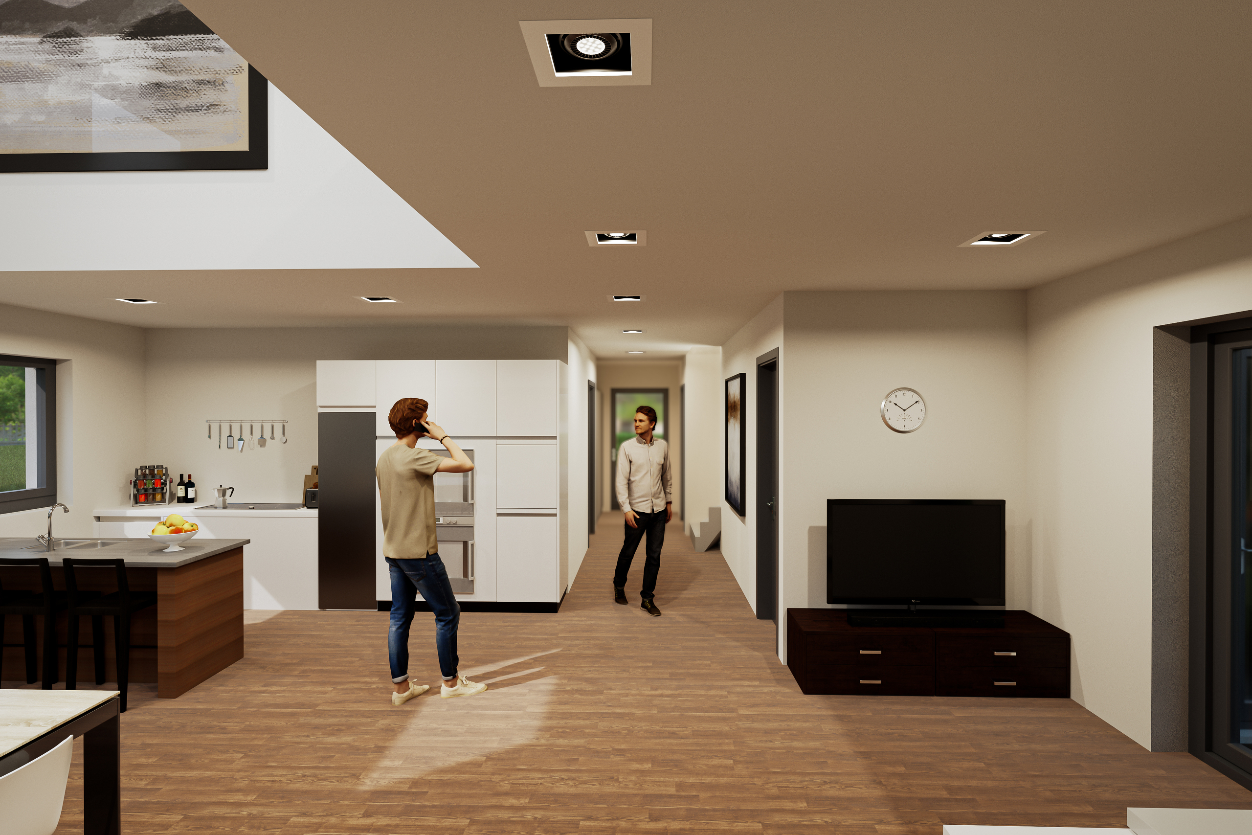 Zum Wohnzimmer hin offene Küche