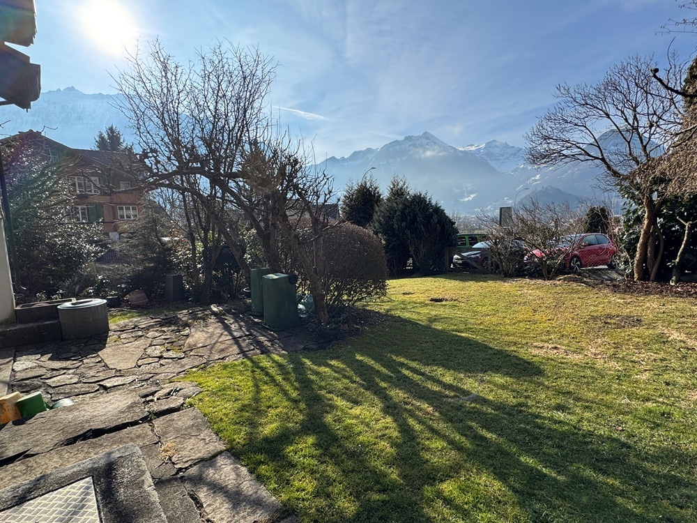 Gartenanlage mit Bergsicht