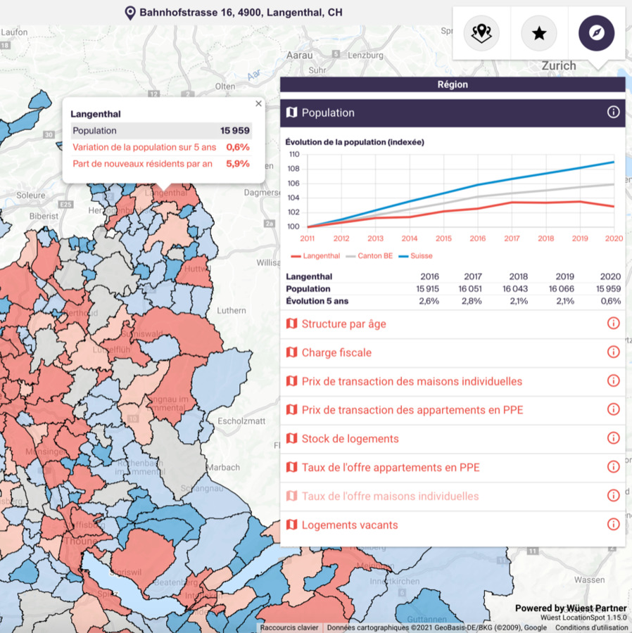 Interaktive Standortanalyse von Wüest Partner: «LocationSpot»