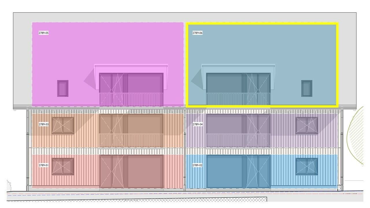Das MFH mit 6 Wohnungen, DG Ost gelb markiert