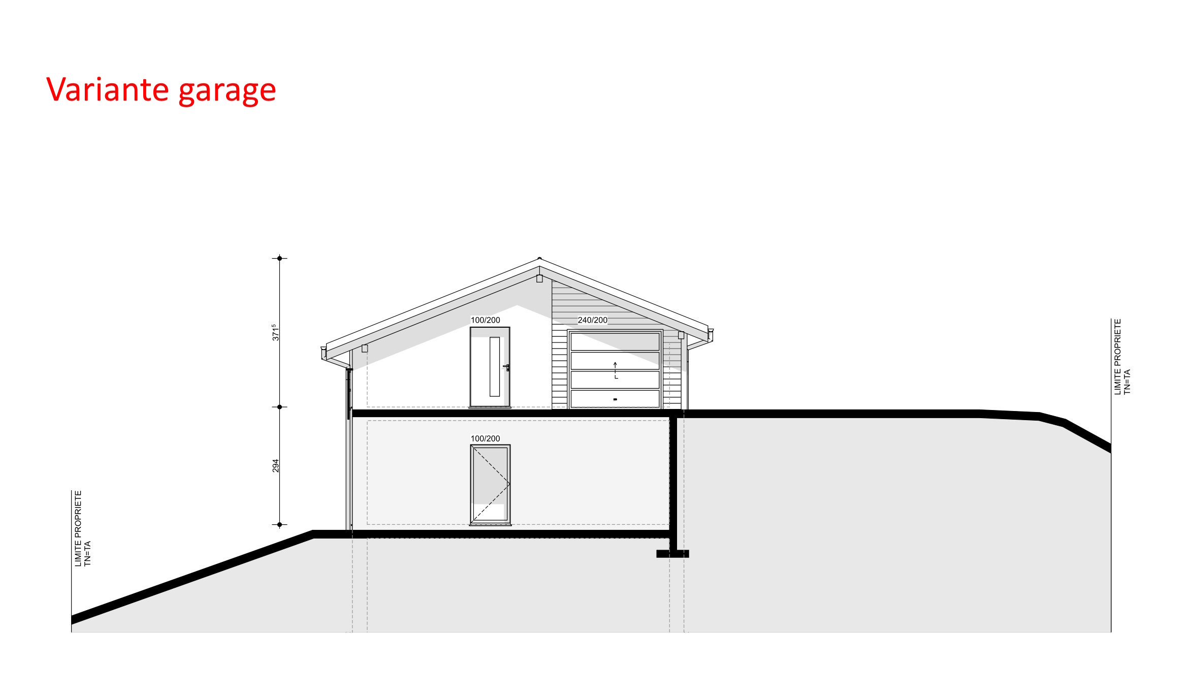 Façade nord avec garage Façade nord avec garage