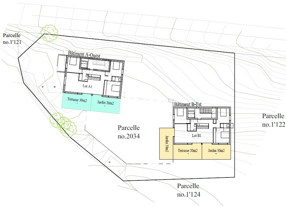 Usage terrasse et jardin, lot A1 - bâtiment Ouest Usage terrasse et jardin, lot A1 - bâtiment Ouest