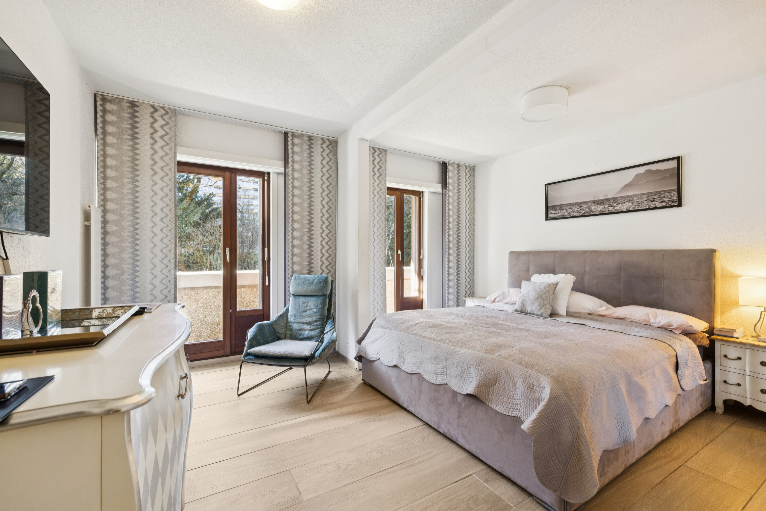 Large master suite with balcony access (formerly 2 bedrooms now combined)