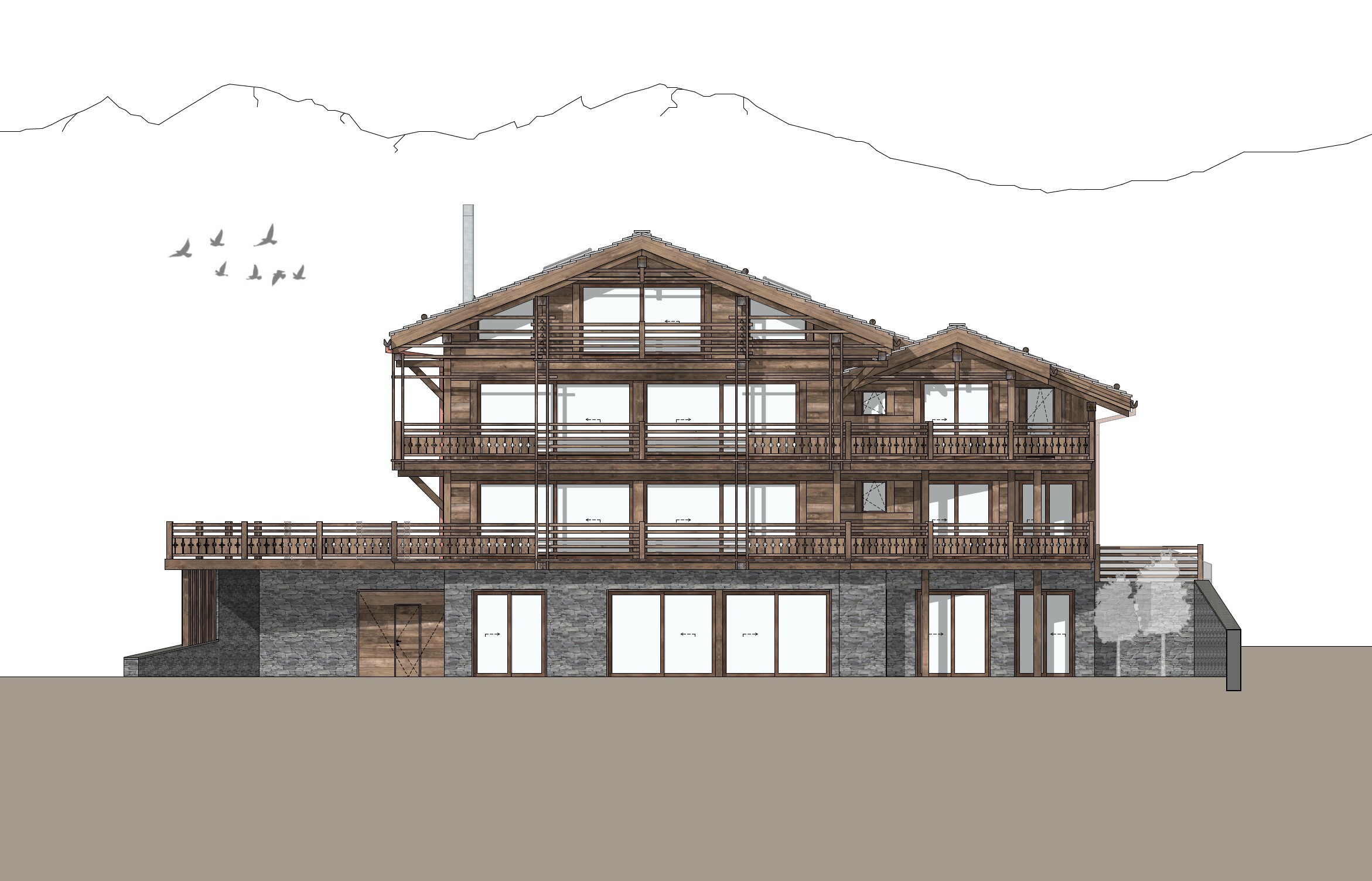 Façade principale du chalet – Appartement Gentianes Duplex Combles - Verbier Façade principale du chalet – Appartement Gentianes Duplex Combles - Verbier