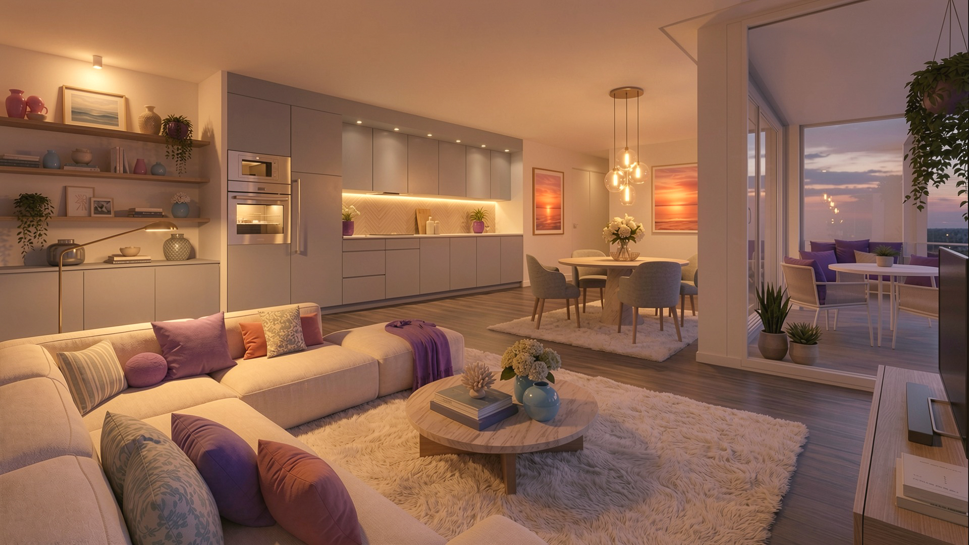 Appartements neufs à vendre à Siviriez : salon de nuit.
