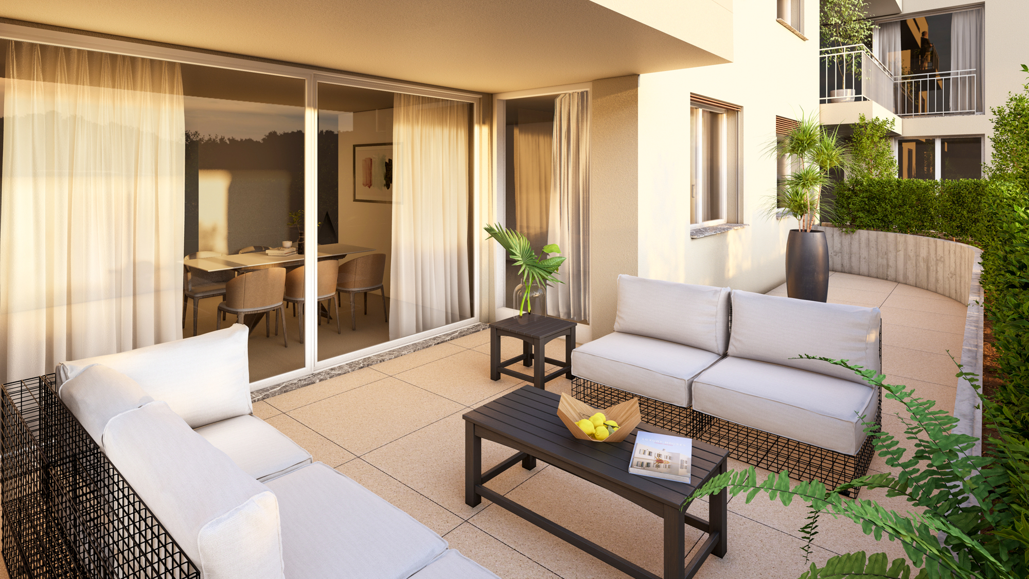 Appartements neufs à vendre à Siviriez : une terrasse.