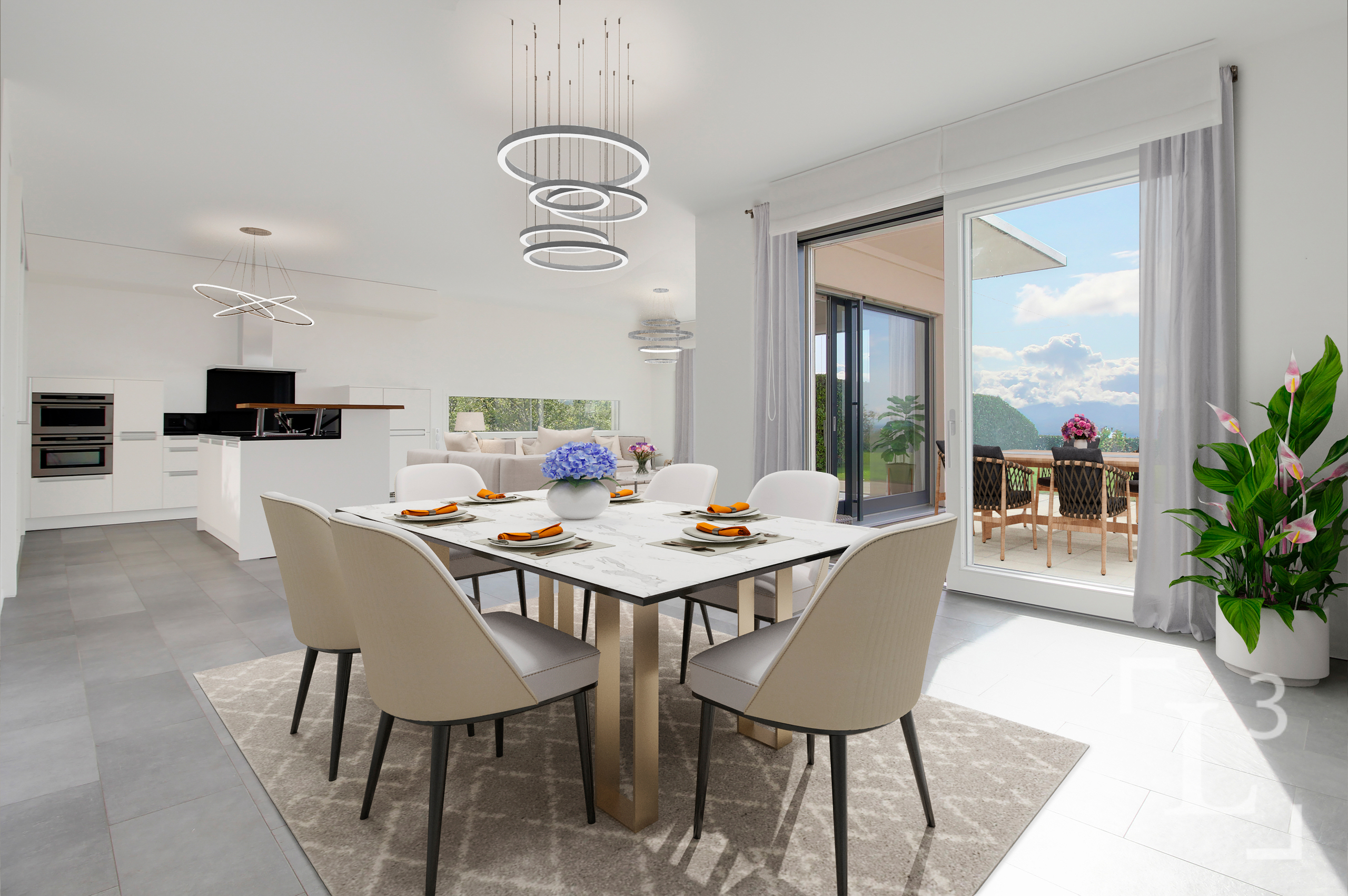 Dining room opening onto terrace