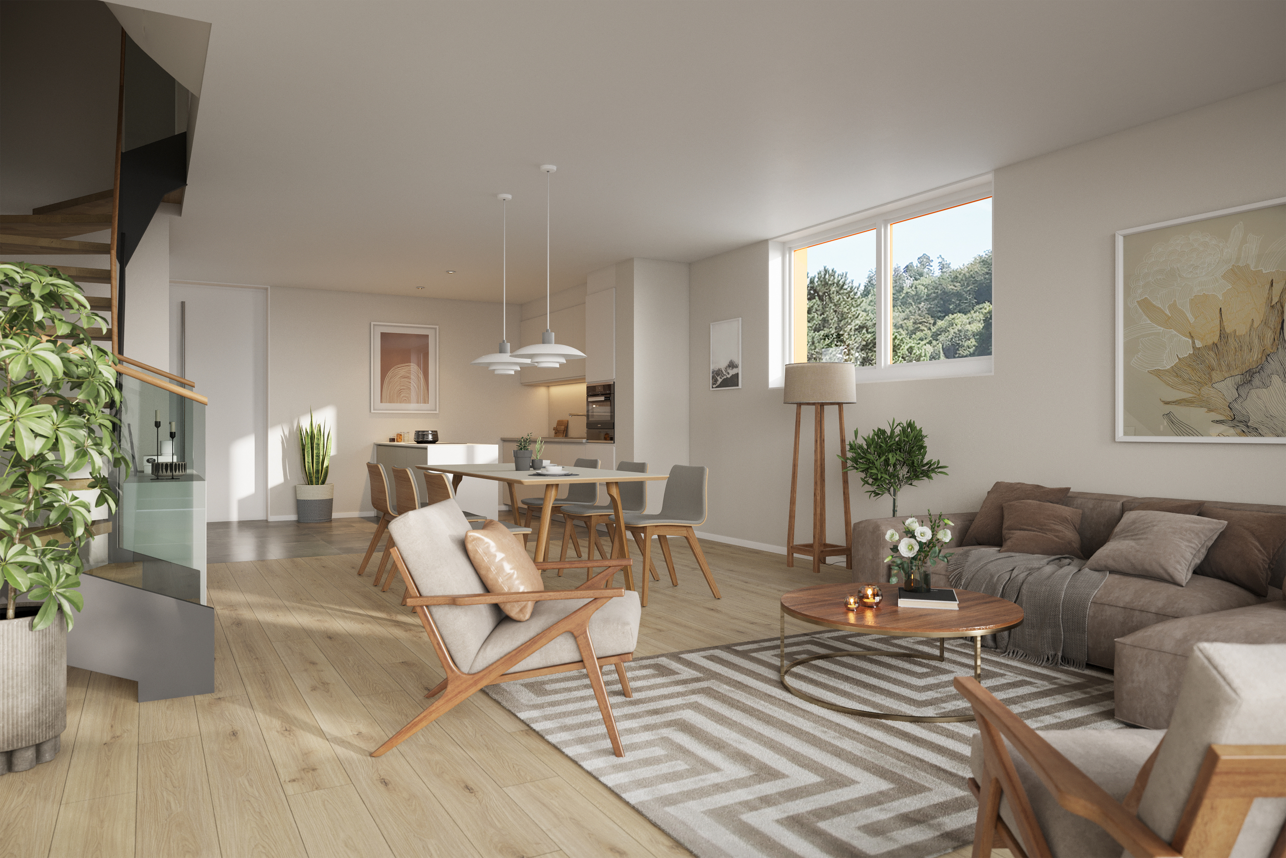 Wohn- und Essbereich Visualisierung