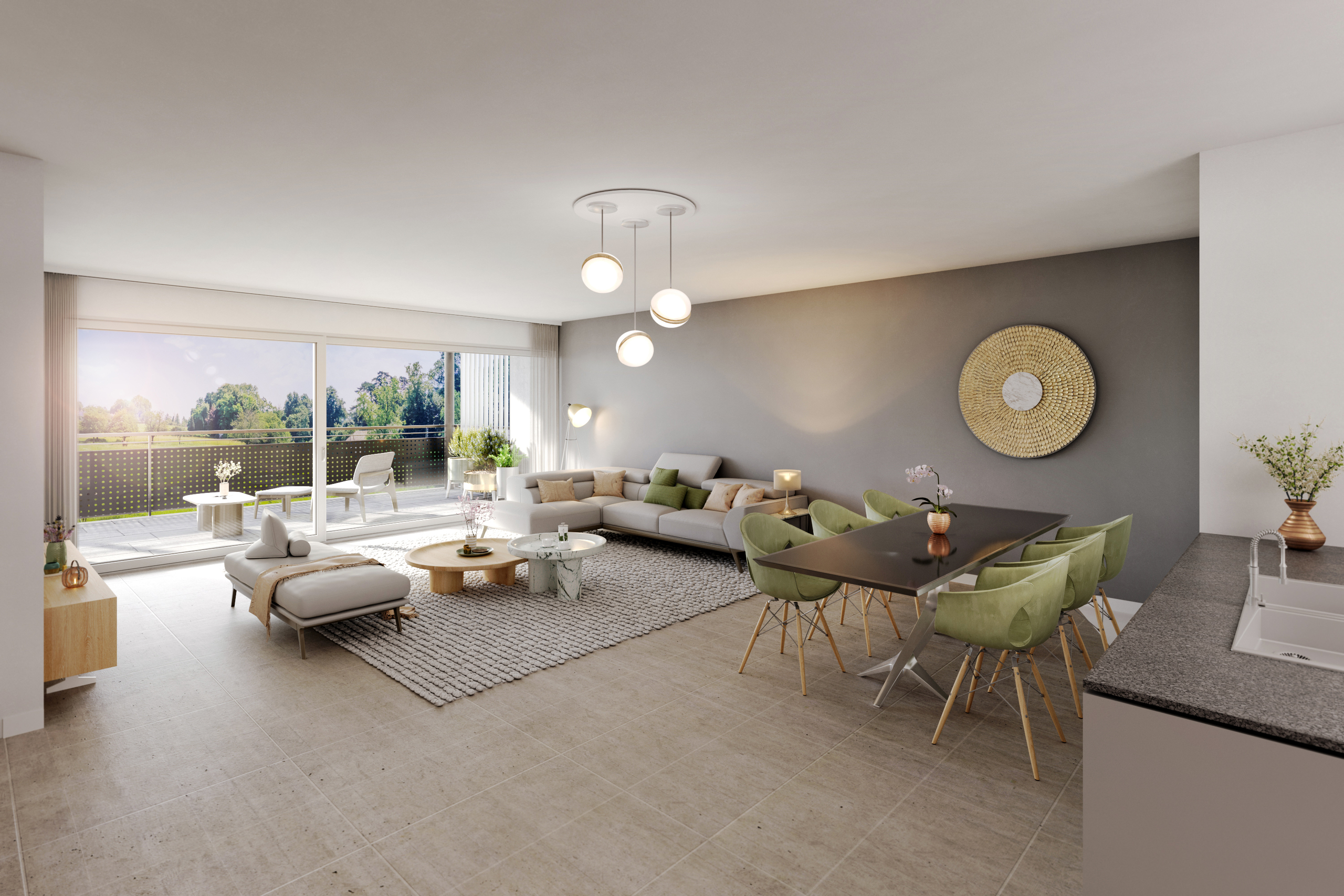 Vue séjour - appartement de 3.5 p Vue séjour - appartement de 3.5 p