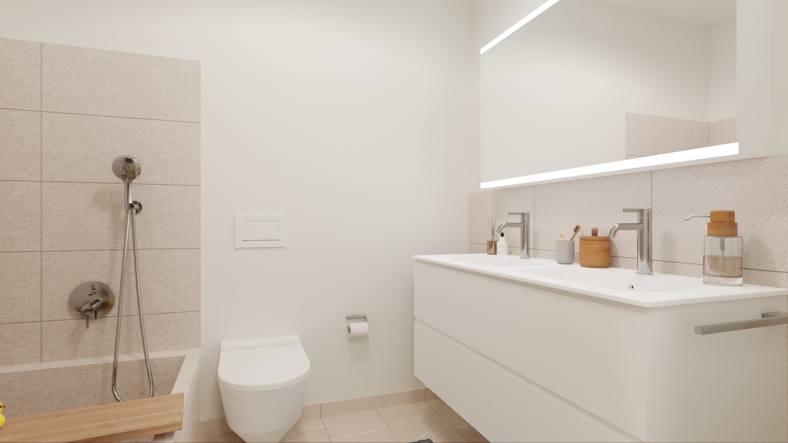 Badezimmer mit Badewanne und Doppellavabo Badezimmer mit Badewanne und Doppellavabo