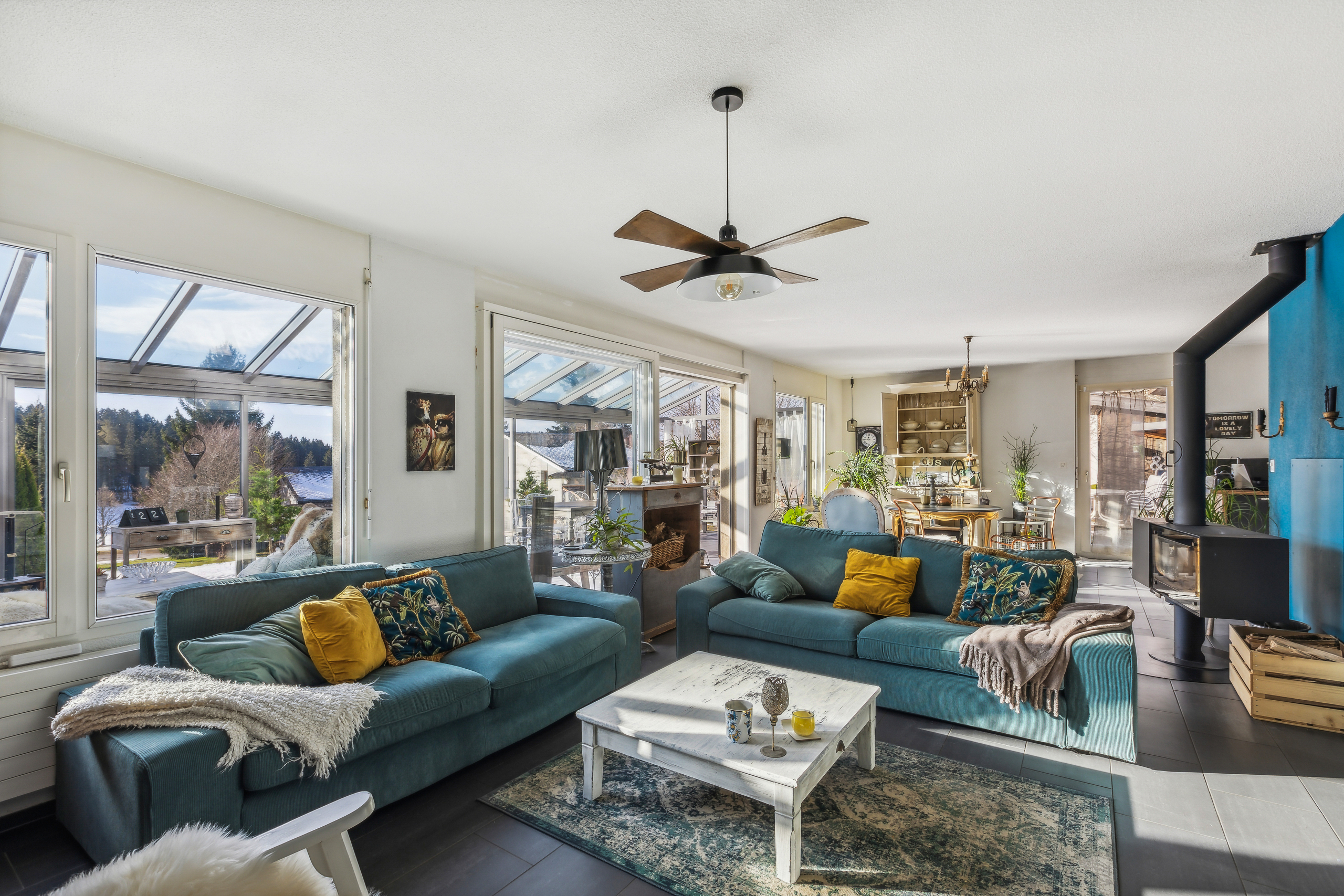 Wohnzimmer mit Schwedenofen