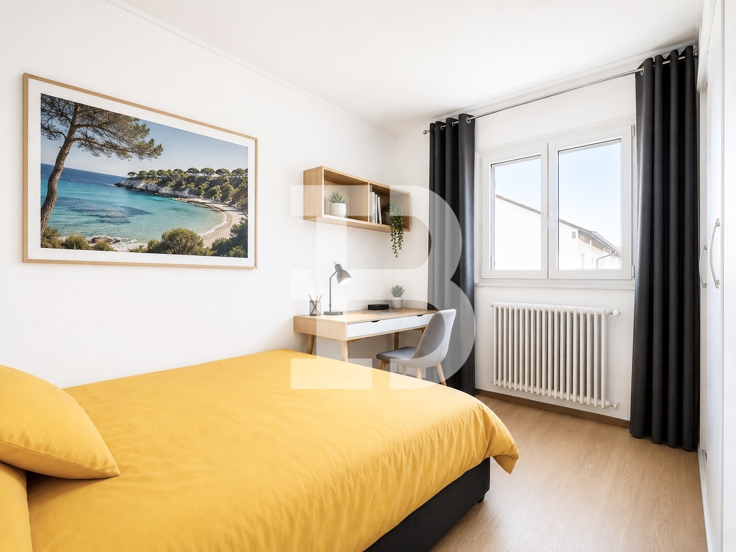 Chambre - salle de douche avec espace buanderie 