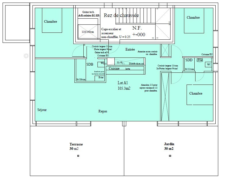 Rez-de-chaussée, lot A1 - bâtiment Ouest Rez-de-chaussée, lot A1 - bâtiment Ouest
