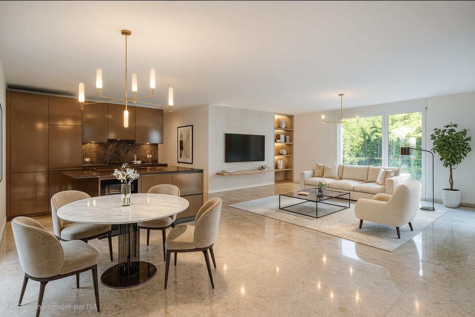 Proposition d'aménagement du séjour avec division de l'espace pour la création d'une chambre