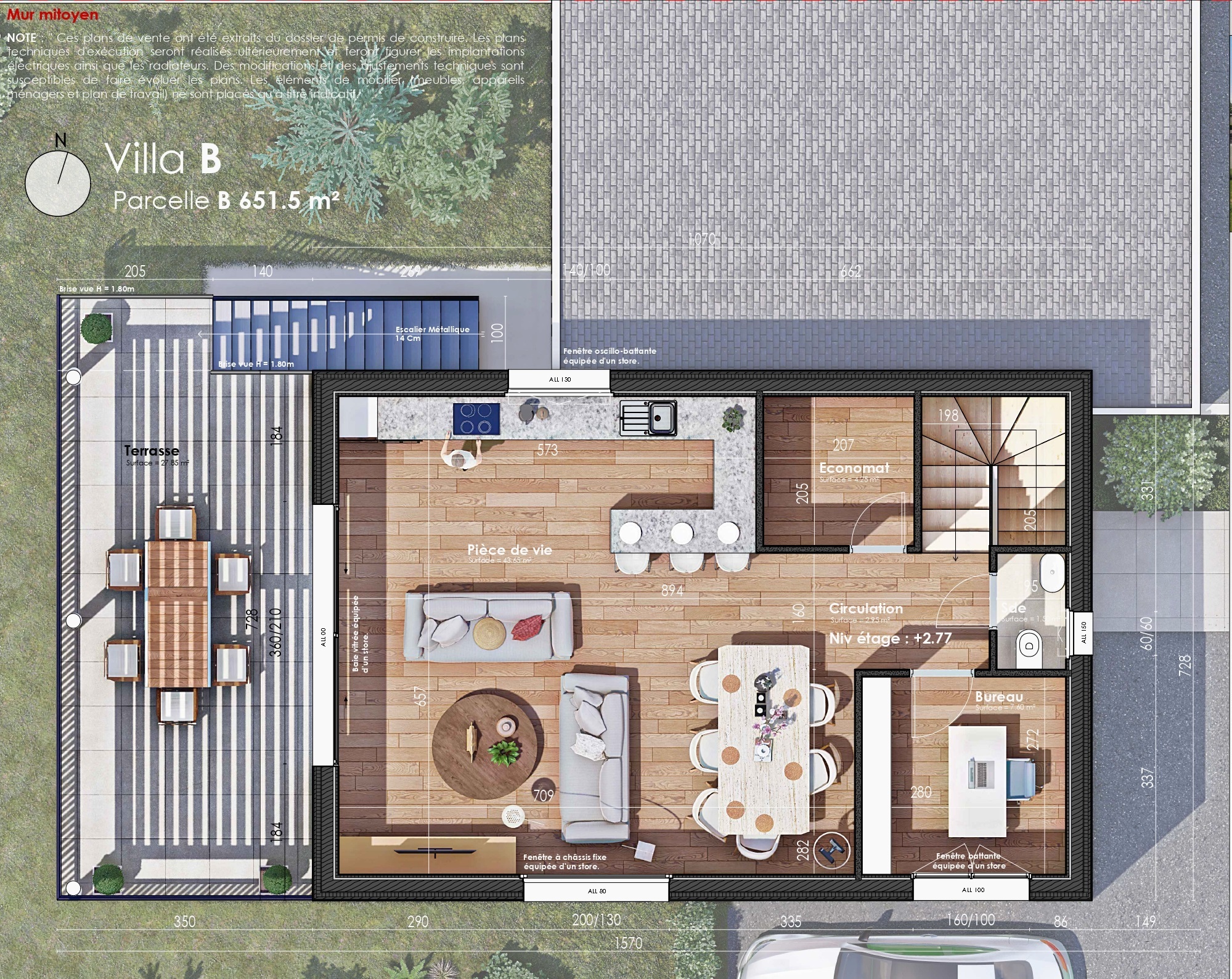 Plan de la villa B - Etage