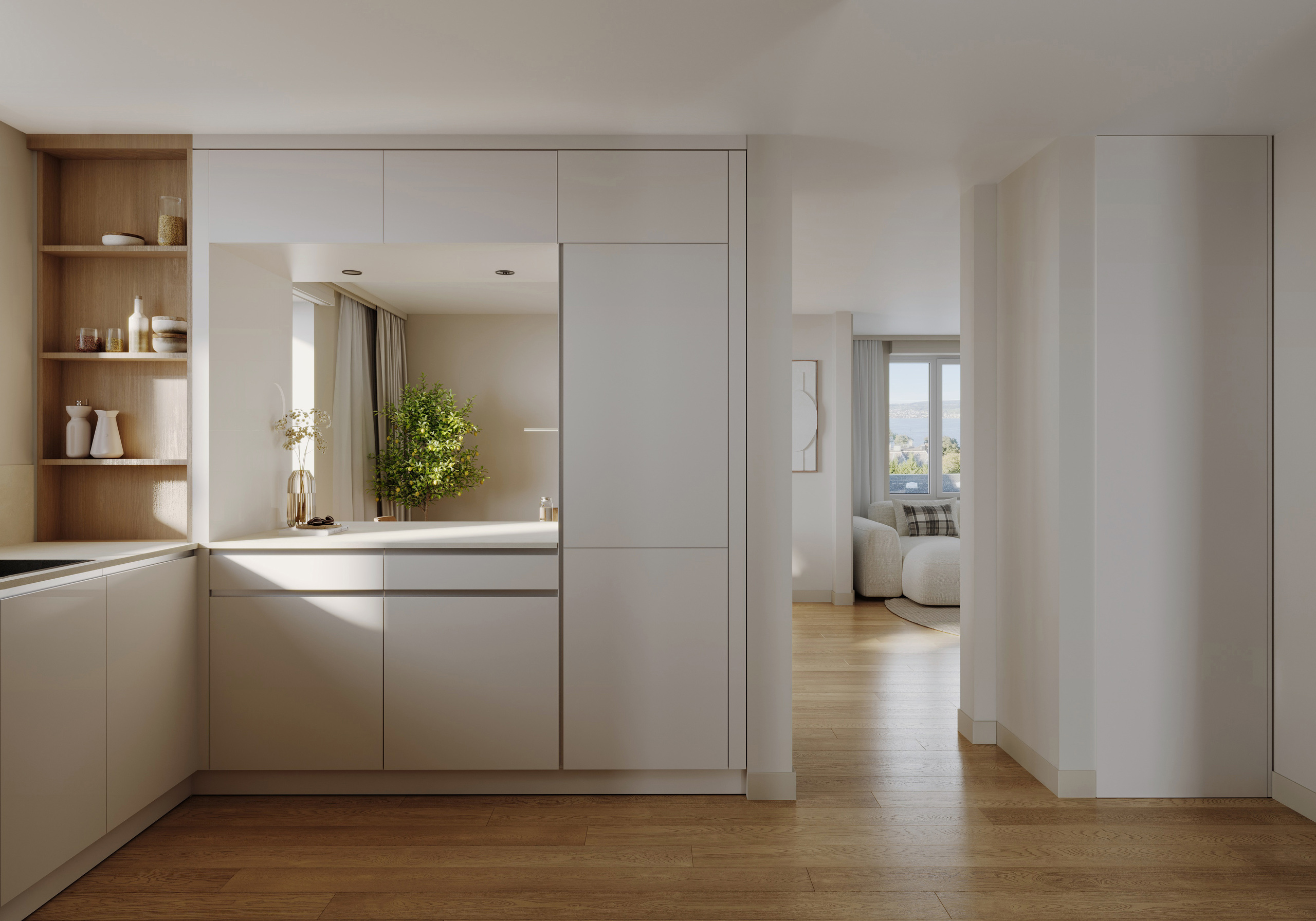 Visualisierung Küche mit Durchreiche Visualisierung Küche mit Durchreiche