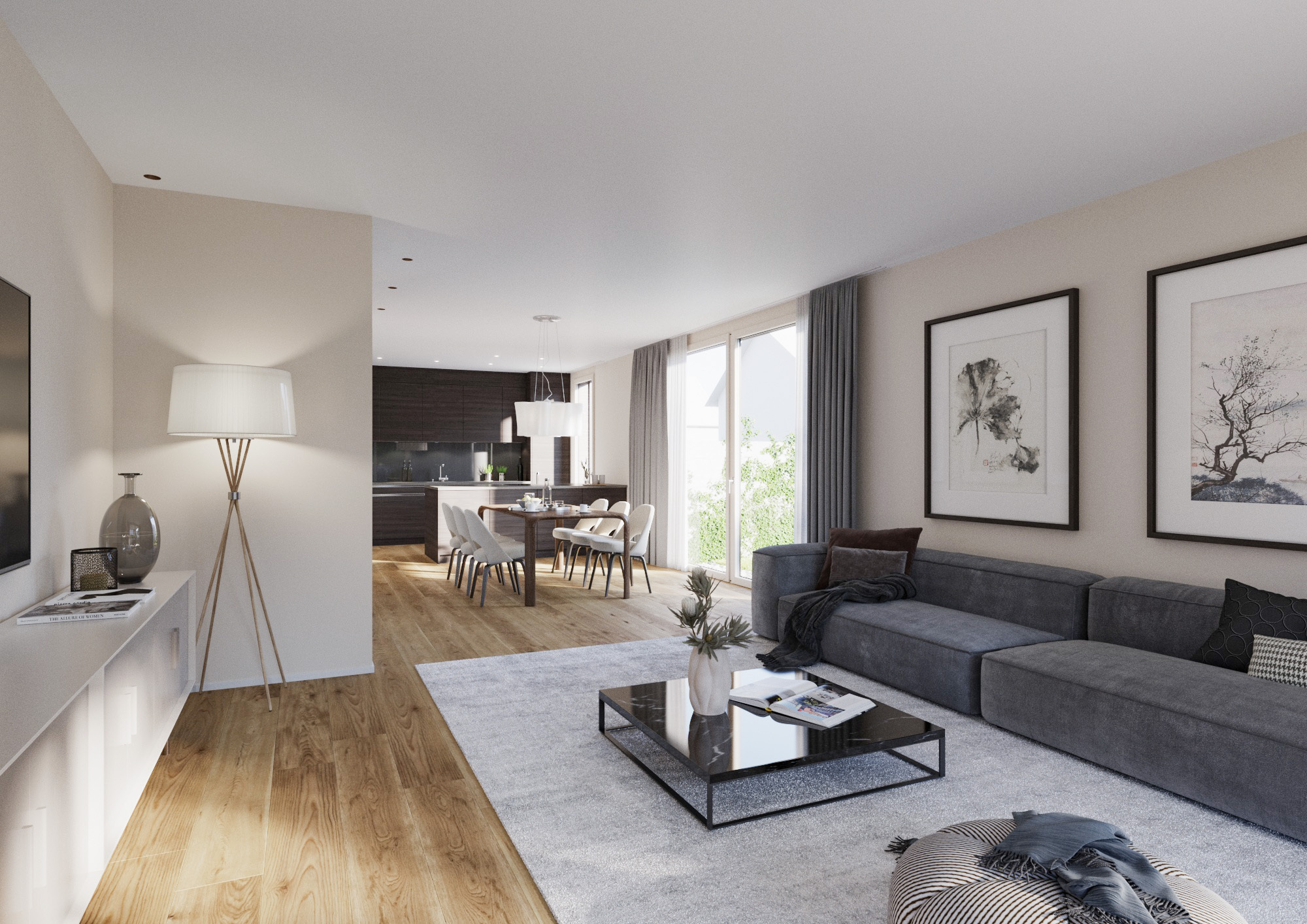 Wohn- Essbereich mit Küche 