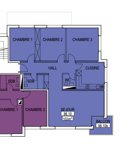 PPE 98-10 : 4,5 pces au 3ème étage