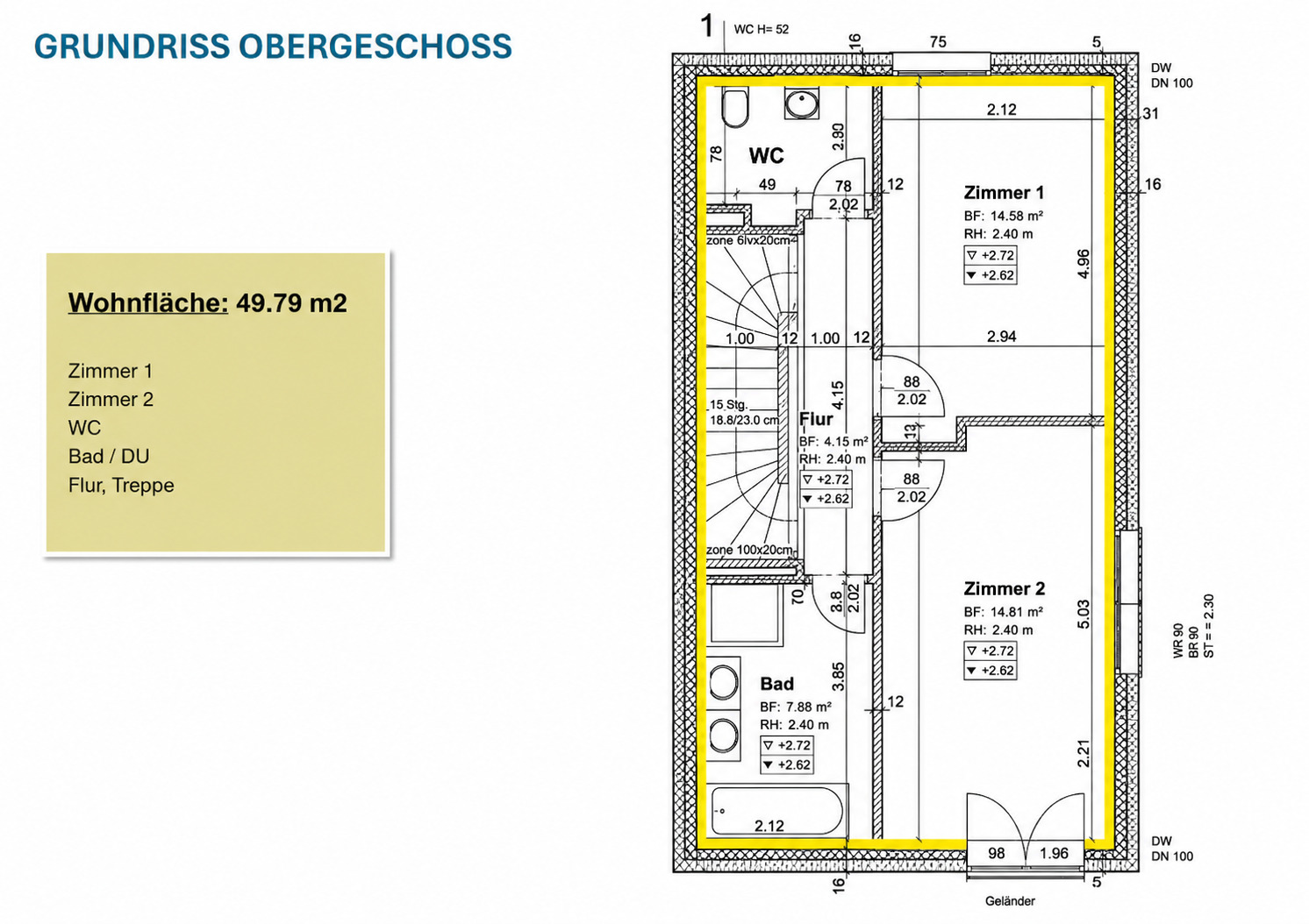 Plan de l'étage supérieur Plan de l'étage supérieur