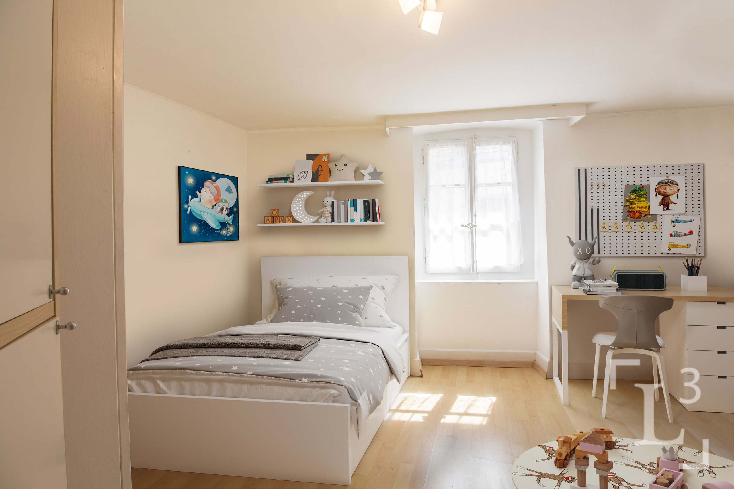 Chambre 2 à l'étage (Homestaging, mobilier uniquement!)