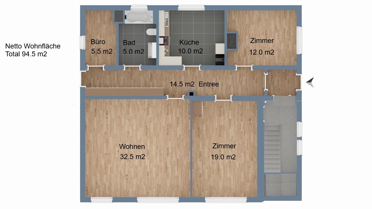 Erdgeschoss (Terrasse 95.0 m2)