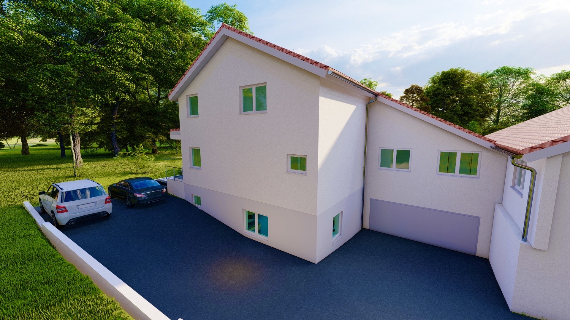 Accès garage et parking extérieur Accès garage et parking extérieur