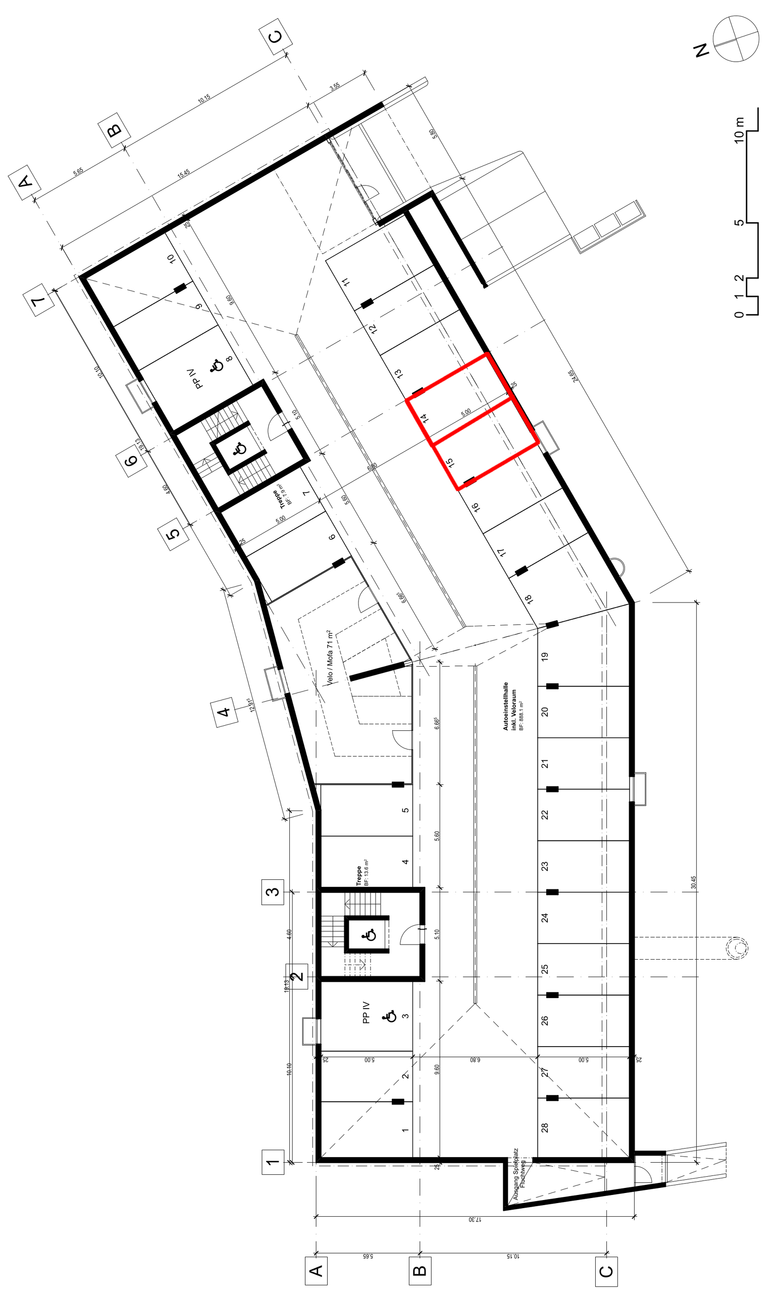 Grundriss Einstellhalle